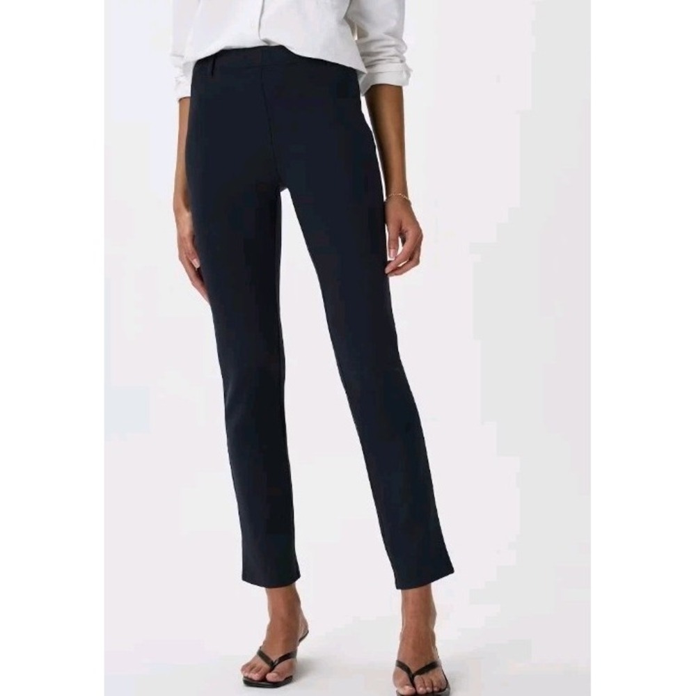Quince Women's Navy Blue Ultra-Stretch Ponte Pants L Quiet Luxury Minimalist